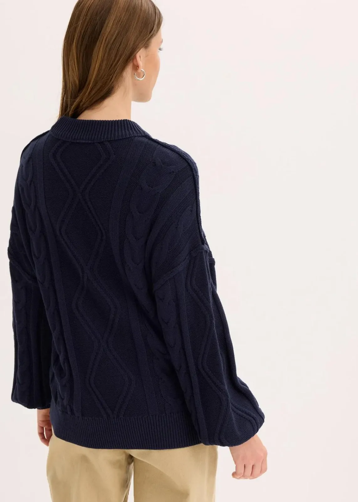bonprix Pullover & Strickjacken|Strickmode^Oversize-Pullover mit Zopfmuster tintenblau