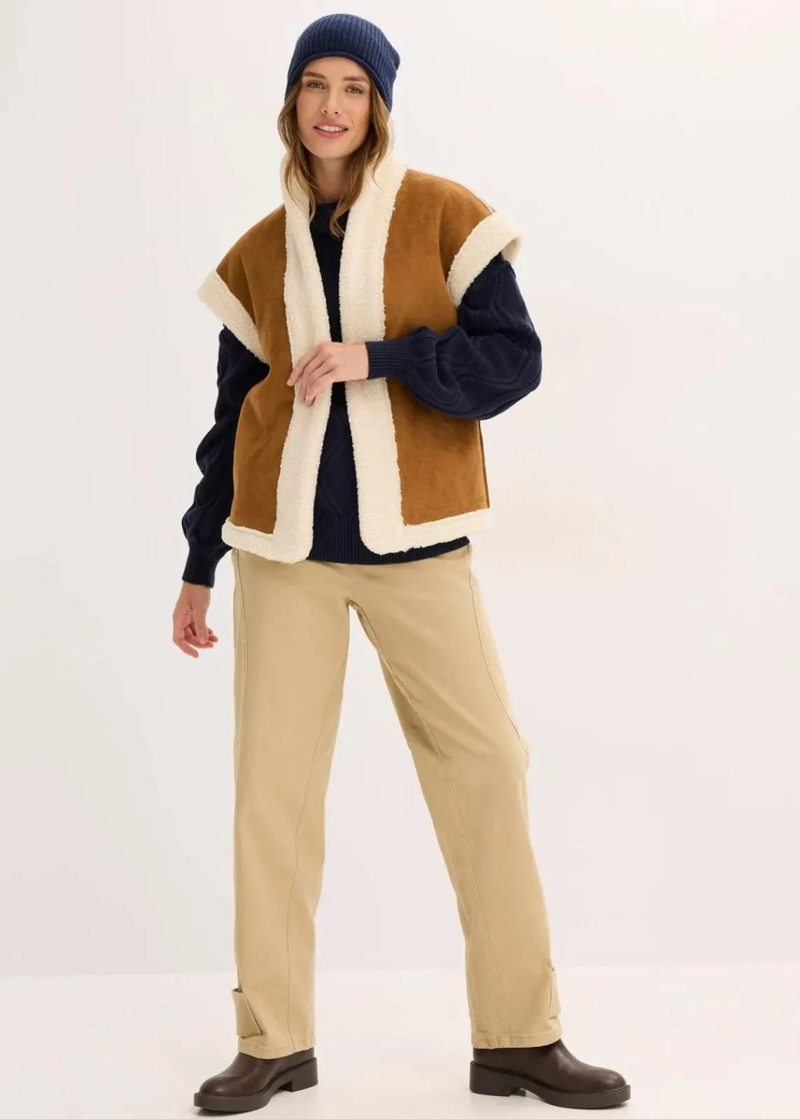 bonprix Pullover & Strickjacken|Strickmode^Oversize-Pullover mit Zopfmuster tintenblau