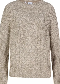 bonprix Bekleidung·Umstandsmode|Strickmode^Oversize-Pullover mit Zopfmuster beige meliert