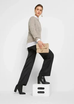 bonprix Bekleidung·Umstandsmode|Strickmode^Oversize-Pullover mit Zopfmuster beige meliert