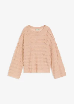bonprix Bekleidung·Umstandsmode|Strickmode^Oversize-Pullover, semi-transparent mattbeige