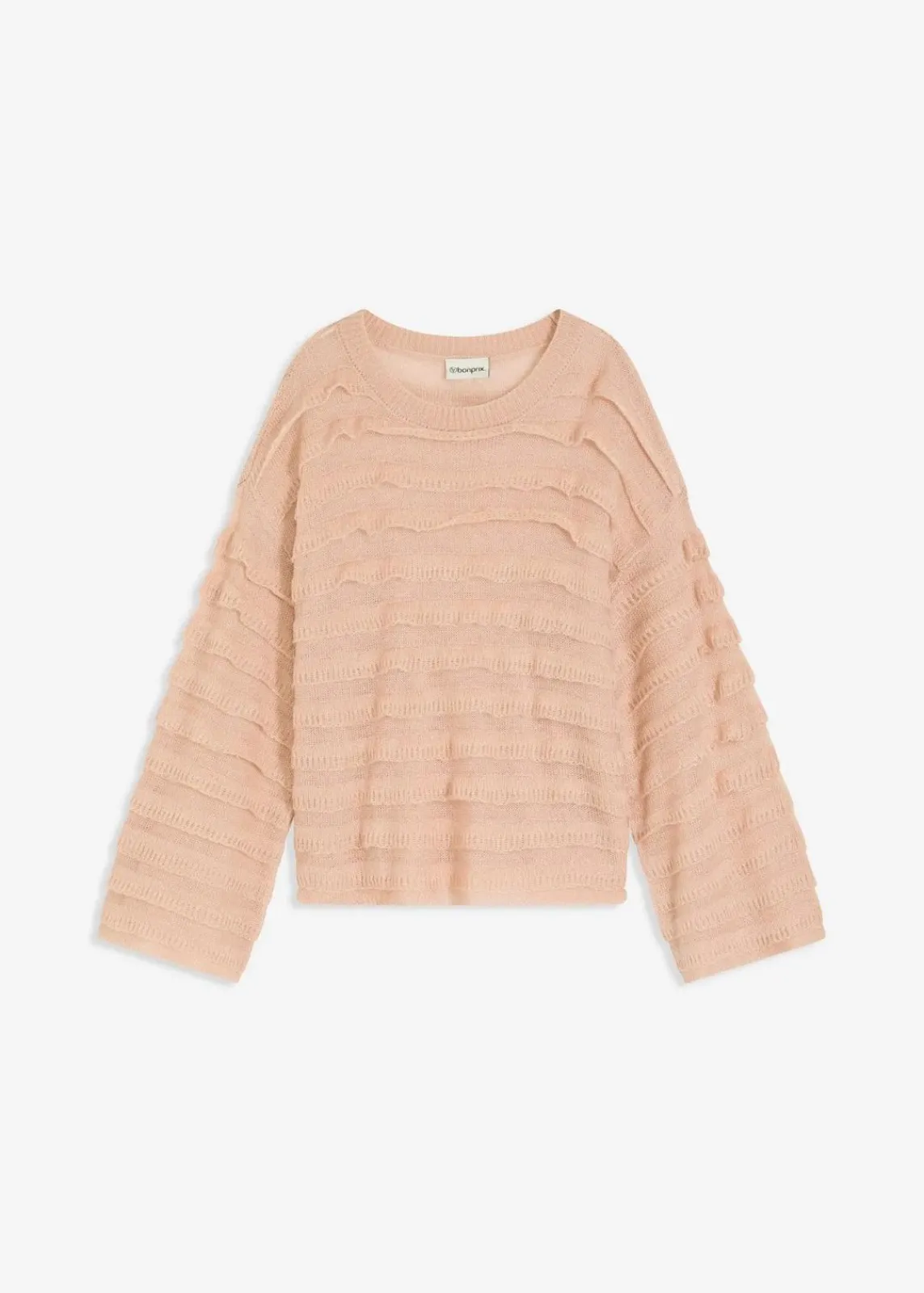 bonprix Bekleidung·Umstandsmode|Strickmode^Oversize-Pullover, semi-transparent mattbeige