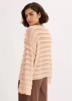 bonprix Bekleidung·Umstandsmode|Strickmode^Oversize-Pullover, semi-transparent mattbeige