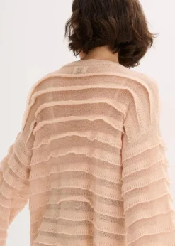bonprix Bekleidung·Umstandsmode|Strickmode^Oversize-Pullover, semi-transparent mattbeige