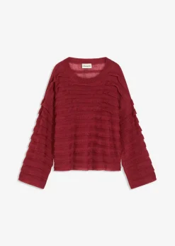 bonprix Bekleidung·Umstandsmode|Strickmode^Oversize-Pullover, semi-transparent pflaumenrot