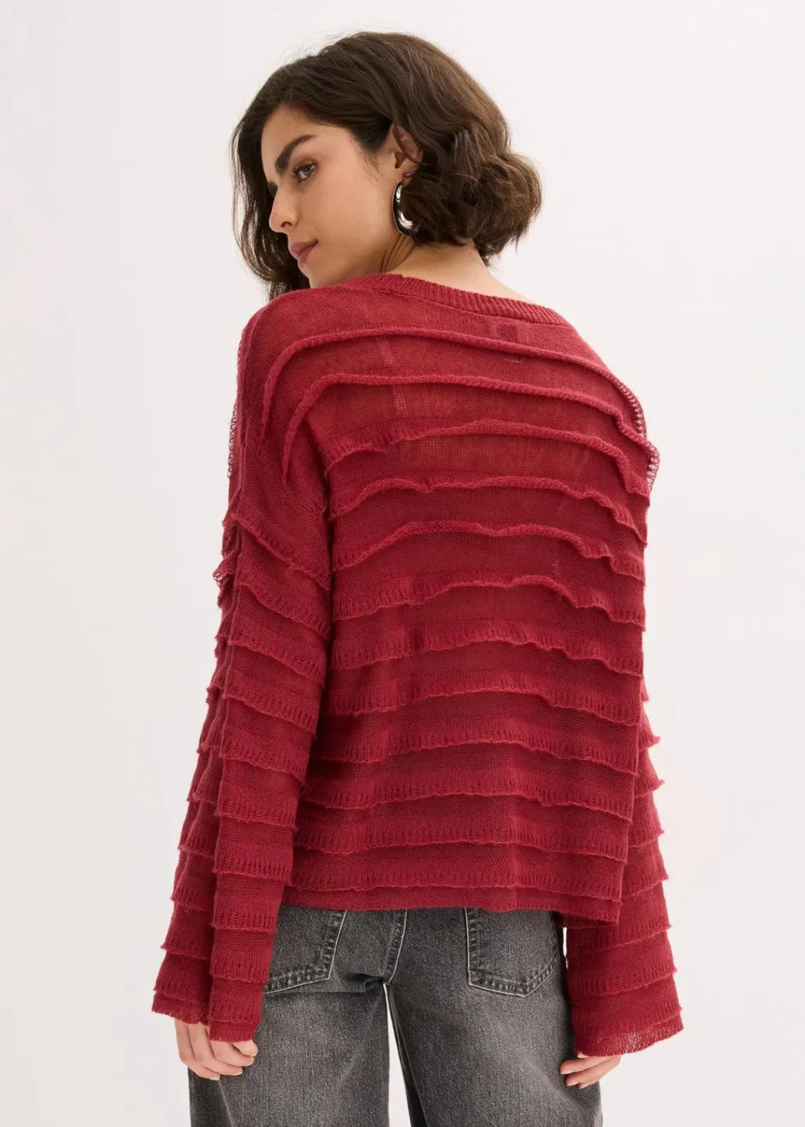 bonprix Bekleidung·Umstandsmode|Strickmode^Oversize-Pullover, semi-transparent pflaumenrot