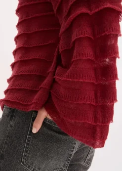 bonprix Bekleidung·Umstandsmode|Strickmode^Oversize-Pullover, semi-transparent pflaumenrot