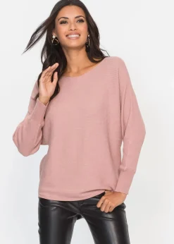 bonprix Pullover & Strickjacken|Bekleidung·Jeans^Oversize-Ripp-Pullover rosé meliert