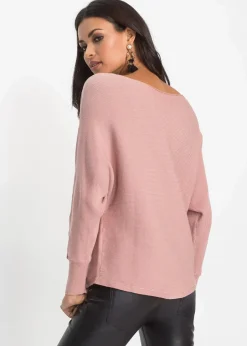 bonprix Pullover & Strickjacken|Bekleidung·Jeans^Oversize-Ripp-Pullover rosé meliert