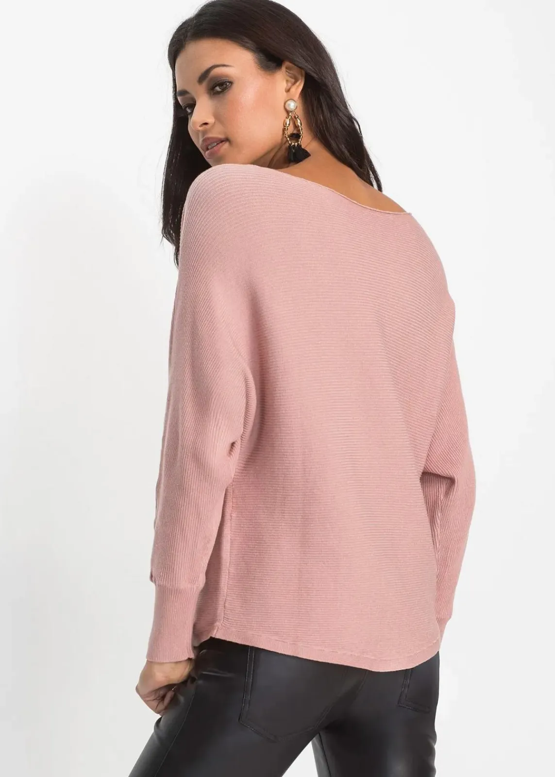 bonprix Pullover & Strickjacken|Bekleidung·Jeans^Oversize-Ripp-Pullover rosé meliert