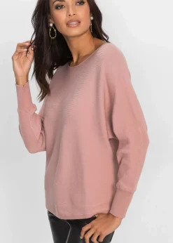 bonprix Pullover & Strickjacken|Bekleidung·Jeans^Oversize-Ripp-Pullover rosé meliert