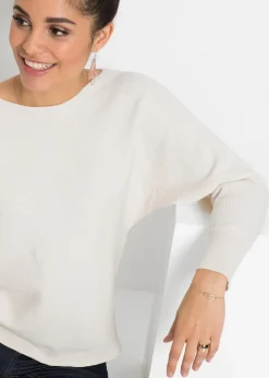 bonprix Bekleidung·Umstandsmode|Strickmode^Oversize-Ripp-Pullover cremeweiss