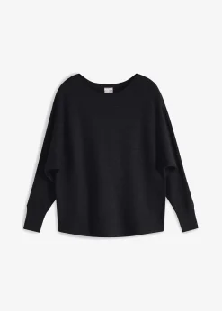 bonprix Bekleidung·Umstandsmode|Strickmode^Oversize-Ripp-Pullover schwarz