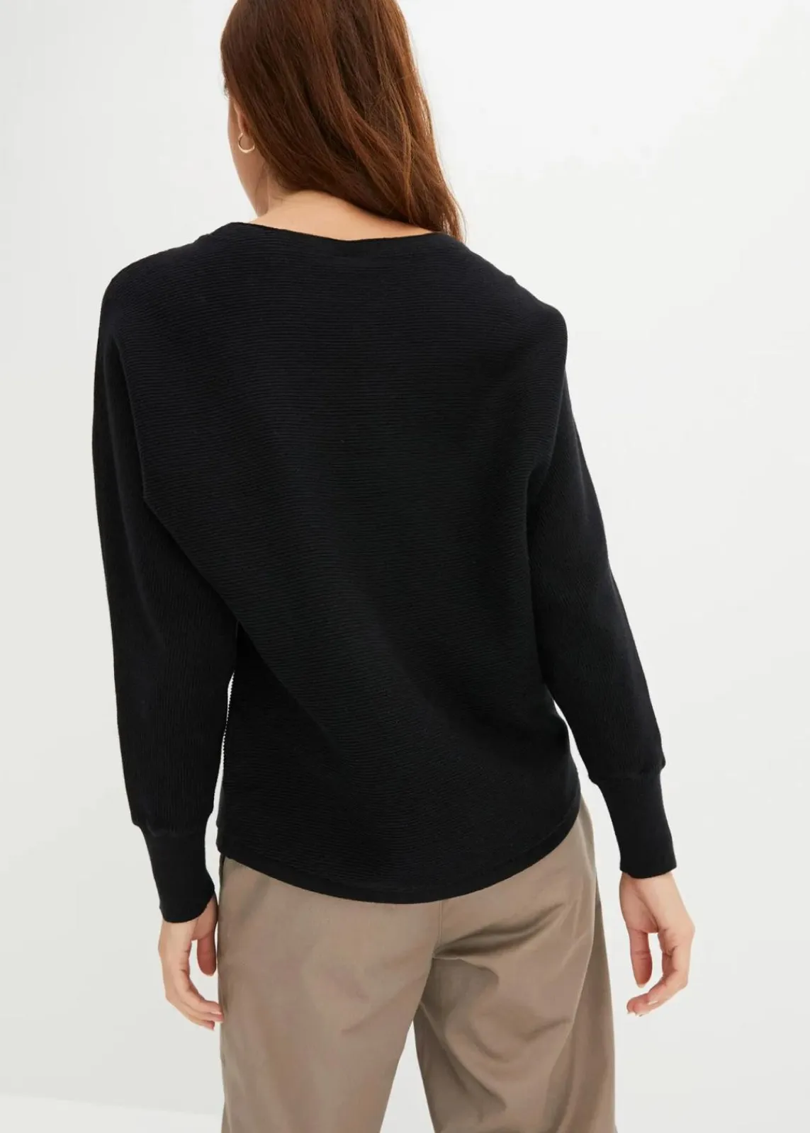 bonprix Bekleidung·Umstandsmode|Strickmode^Oversize-Ripp-Pullover schwarz