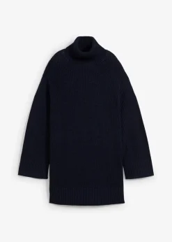 bonprix Bekleidung·Umstandsmode|Strickmode^Oversize-Rollkragenpullover aus Baumwoll-Mix dunkelblau