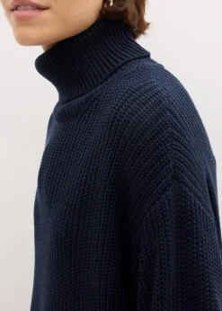 bonprix Bekleidung·Umstandsmode|Strickmode^Oversize-Rollkragenpullover aus Baumwoll-Mix dunkelblau