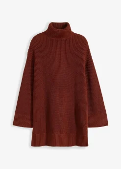 bonprix Bekleidung·Umstandsmode|Strickmode^Oversize-Rollkragenpullover aus Baumwoll-Mix mahagonibraun