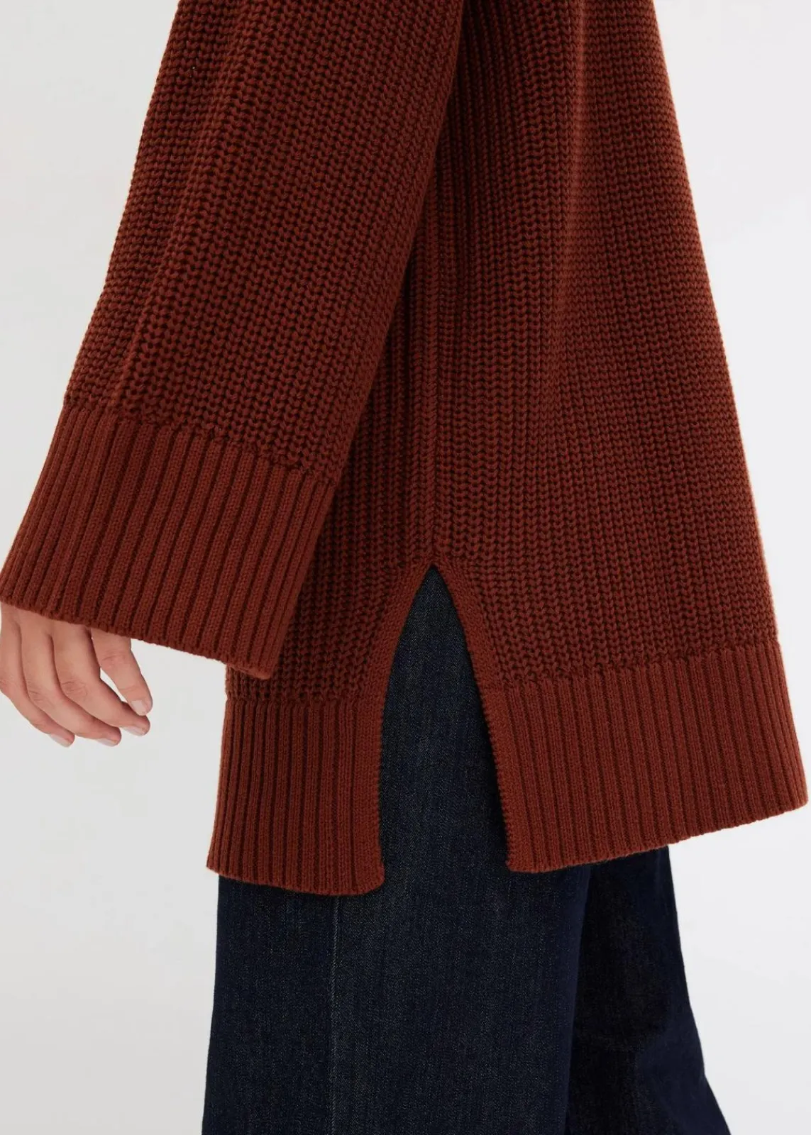 bonprix Bekleidung·Umstandsmode|Strickmode^Oversize-Rollkragenpullover aus Baumwoll-Mix mahagonibraun