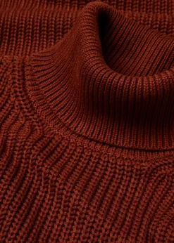 bonprix Bekleidung·Umstandsmode|Strickmode^Oversize-Rollkragenpullover aus Baumwoll-Mix mahagonibraun