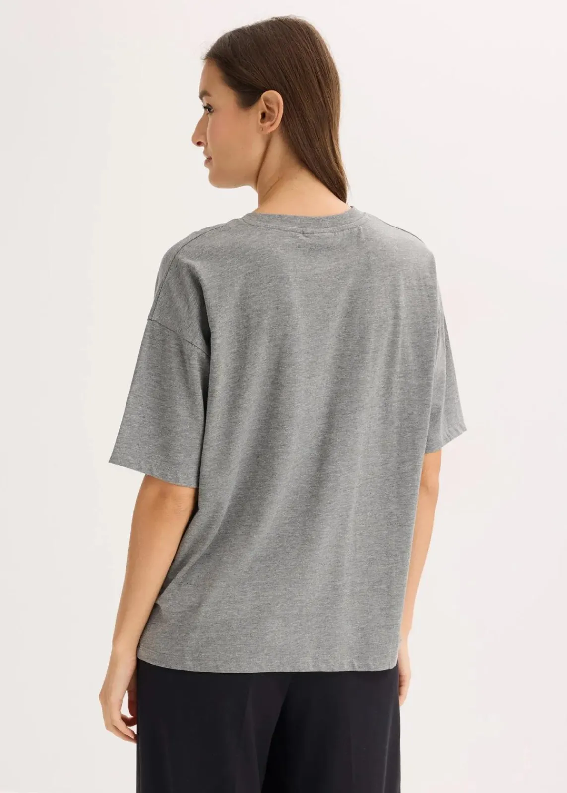 bonprix Nachhaltigere Materialien|Shirts & Tops^Oversize-Shirt grau meliert bedruckt