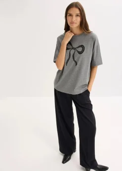 bonprix Nachhaltigere Materialien|Shirts & Tops^Oversize-Shirt grau meliert bedruckt