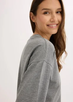 bonprix Nachhaltigere Materialien|Shirts & Tops^Oversize-Shirt grau meliert bedruckt