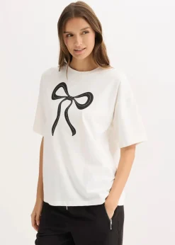 bonprix Shirts & Tops|Nachhaltigere Materialien^Oversize-Shirt wollweiß bedruckt