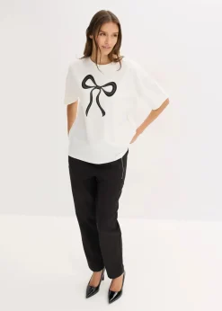bonprix Shirts & Tops|Nachhaltigere Materialien^Oversize-Shirt wollweiß bedruckt