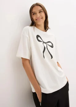 bonprix Shirts & Tops|Nachhaltigere Materialien^Oversize-Shirt wollweiß bedruckt