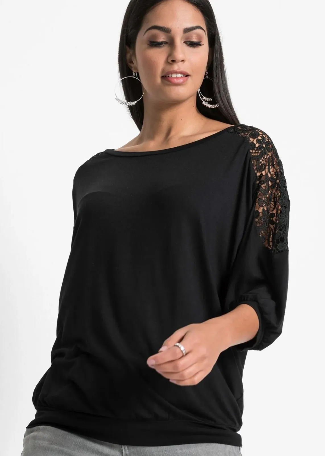 bonprix Nachhaltigere Materialien|Shirts & Tops^Oversize-Shirt aus Viskose-Mix schwarz
