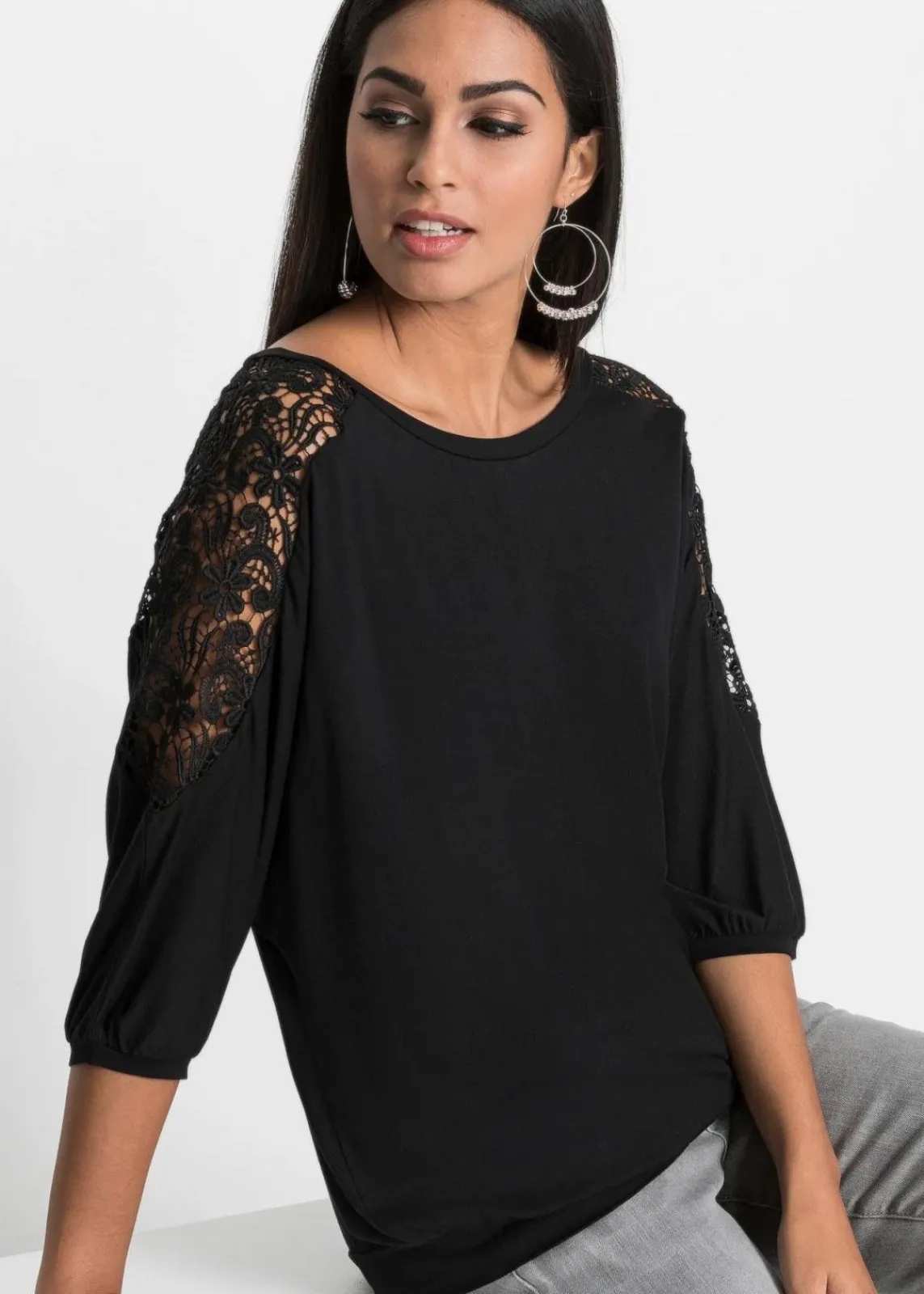 bonprix Nachhaltigere Materialien|Shirts & Tops^Oversize-Shirt aus Viskose-Mix schwarz