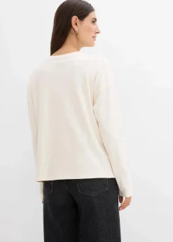 bonprix Shirts & Tops|Zweiteiler & Sets^Oversize-Shirt aus Baumwolle naturbeige/salsarot bedruckt