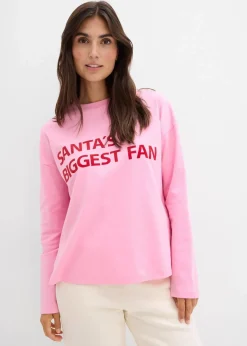 bonprix Zweiteiler & Sets|Shirts & Tops^Oversize-Shirt aus Baumwolle rosa/salsarot bedruckt