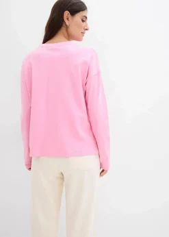 bonprix Zweiteiler & Sets|Shirts & Tops^Oversize-Shirt aus Baumwolle rosa/salsarot bedruckt
