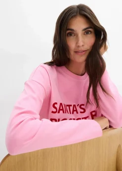 bonprix Zweiteiler & Sets|Shirts & Tops^Oversize-Shirt aus Baumwolle rosa/salsarot bedruckt