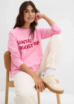 bonprix Zweiteiler & Sets|Shirts & Tops^Oversize-Shirt aus Baumwolle rosa/salsarot bedruckt