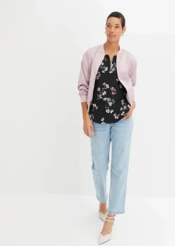 bonprix Shirts & Tops|Nachhaltigere Materialien^Oversize-Shirt aus Baumwoll-Mix schwarz / rosa geblümt