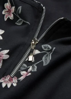 bonprix Shirts & Tops|Nachhaltigere Materialien^Oversize-Shirt aus Baumwoll-Mix schwarz / rosa geblümt