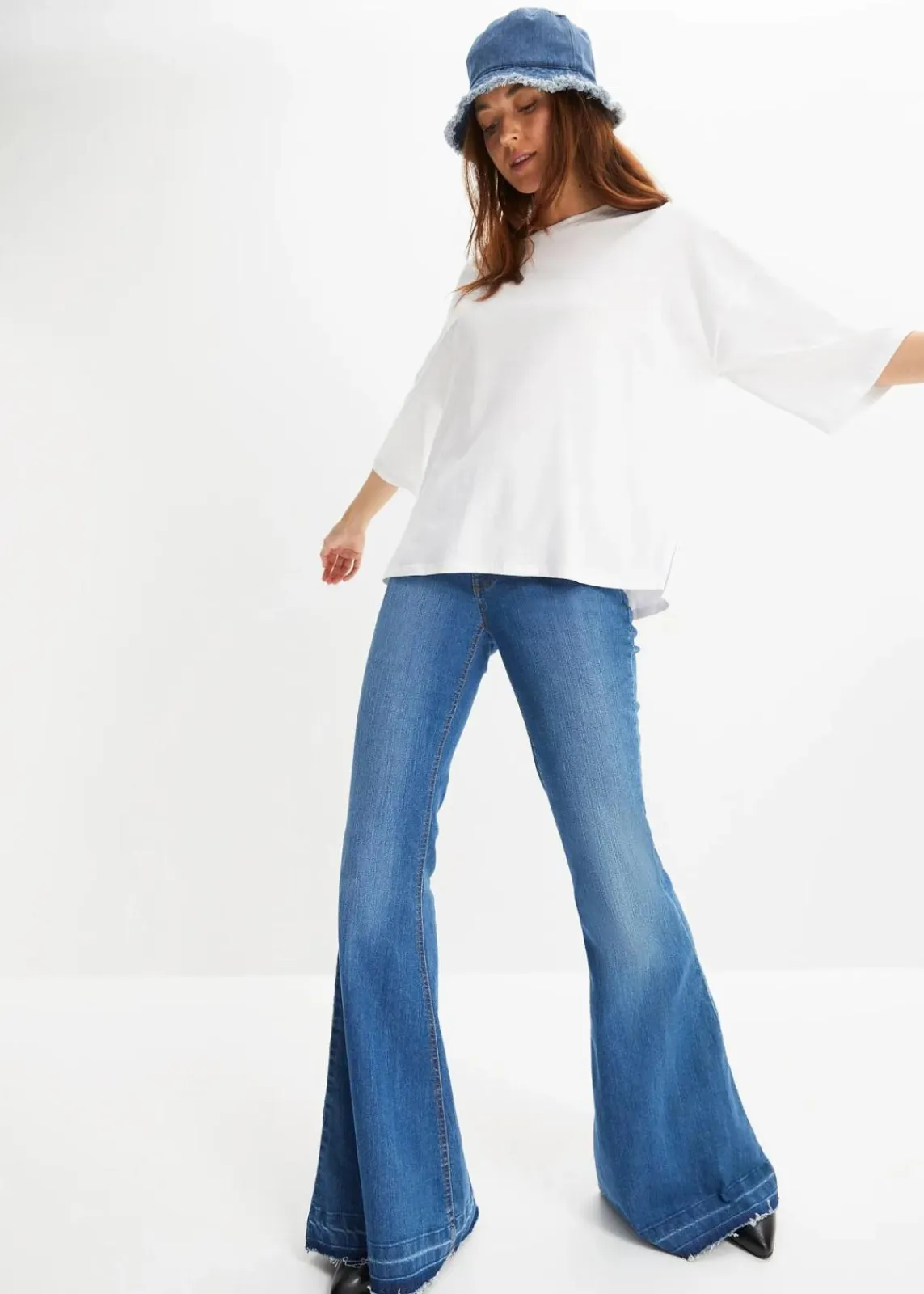 bonprix Nachhaltigere Materialien|Shirts & Tops^Oversize-Shirt aus elastischem Bio-Baumwoll-Mix weiß