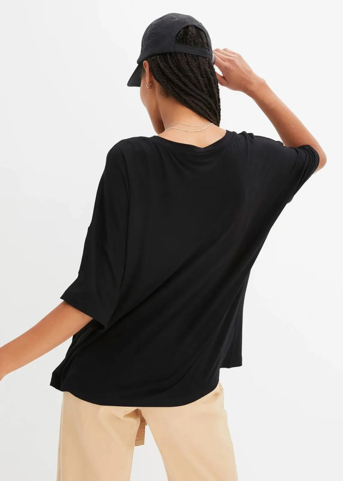 bonprix Nachhaltigere Materialien|Shirts & Tops^Oversize-Shirt aus fließender Viskose schwarz