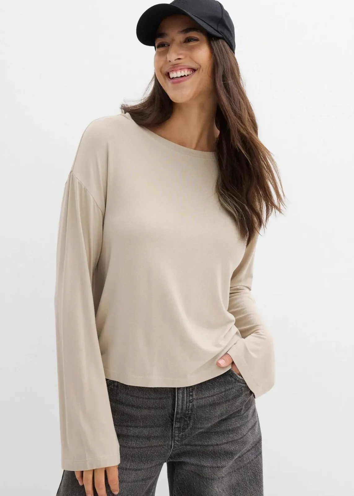 bonprix Shirts & Tops^Oversize-Shirt aus fließendem Viskose-Elasthan-Mix sand