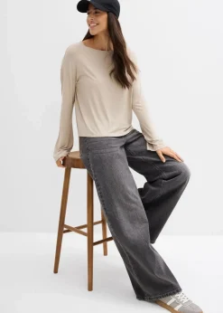 bonprix Shirts & Tops^Oversize-Shirt aus fließendem Viskose-Elasthan-Mix sand