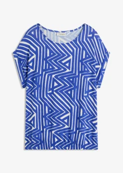 bonprix Shirts & Tops|Nachhaltigere Materialien^Oversize-Shirt aus fließendem Viskose-Mix saphirblau/naturbeige