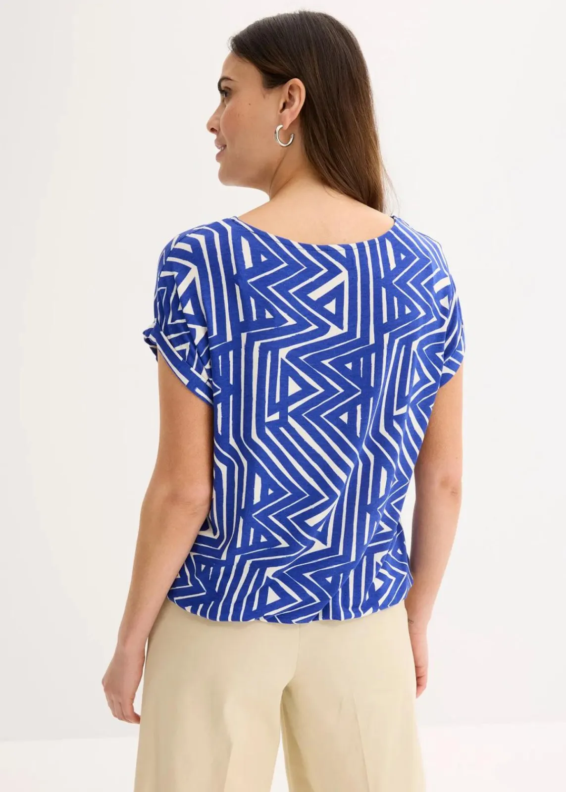 bonprix Shirts & Tops|Nachhaltigere Materialien^Oversize-Shirt aus fließendem Viskose-Mix saphirblau/naturbeige