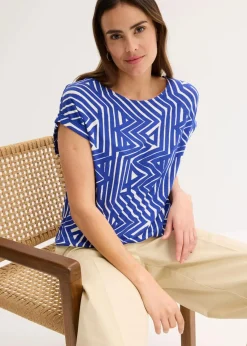 bonprix Shirts & Tops|Nachhaltigere Materialien^Oversize-Shirt aus fließendem Viskose-Mix saphirblau/naturbeige