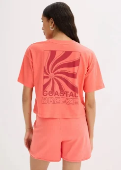 bonprix Nachhaltigere Materialien|Shirts & Tops^Oversize-Shirt aus reiner Bio-Baumwolle helllachs bedruckt