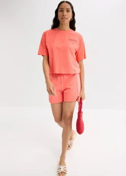 bonprix Nachhaltigere Materialien|Shirts & Tops^Oversize-Shirt aus reiner Bio-Baumwolle helllachs bedruckt