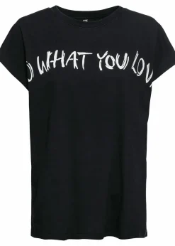 bonprix Nachhaltigere Materialien|Shirts & Tops^Oversize-Shirt aus reiner Bio-Baumwolle schwarz statement