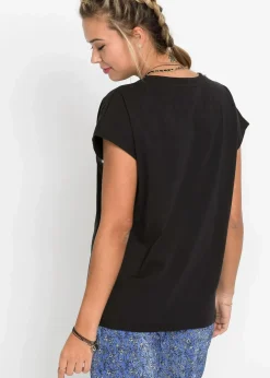 bonprix Nachhaltigere Materialien|Shirts & Tops^Oversize-Shirt aus reiner Bio-Baumwolle schwarz statement