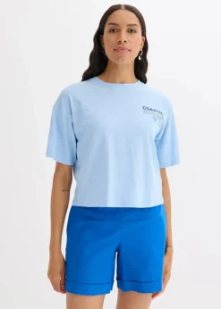 bonprix Shirts & Tops|Nachhaltigere Materialien^Oversize-Shirt aus reiner Bio-Baumwolle hellblau bedruckt